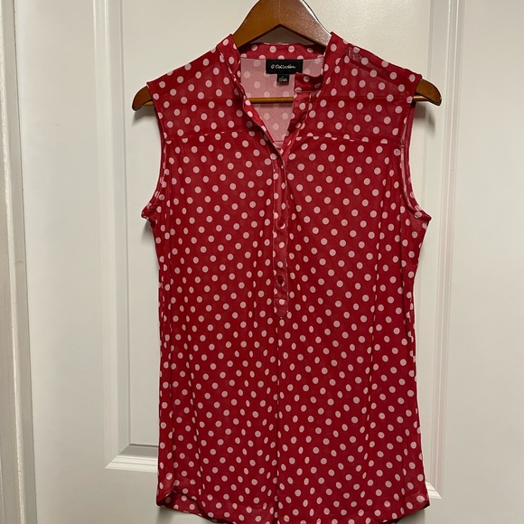G Collection Tops - Red and White Polka Dot Sleeveless Top